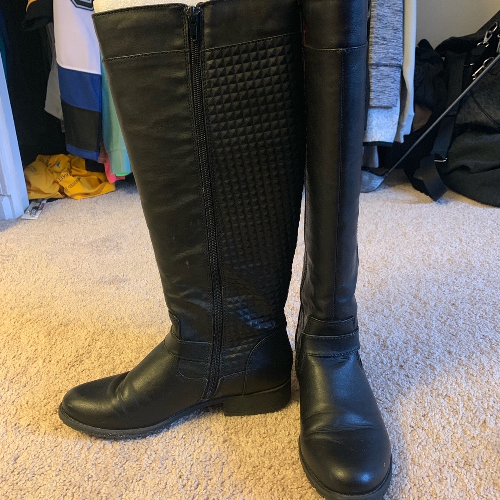 Knee high black riding boots